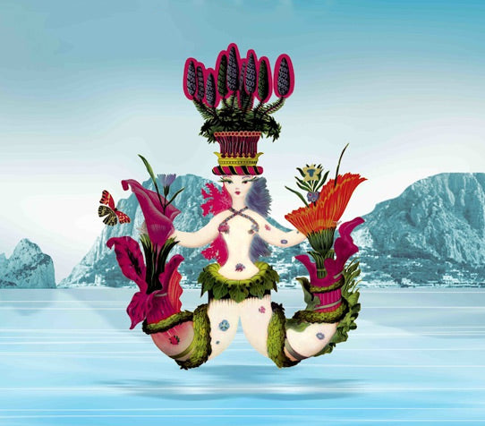 Carthusia's company logo in front of a a drawing of Capri Island.