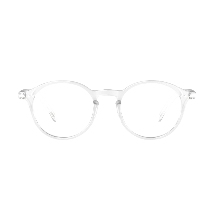 Clear eyeglasses on a white background