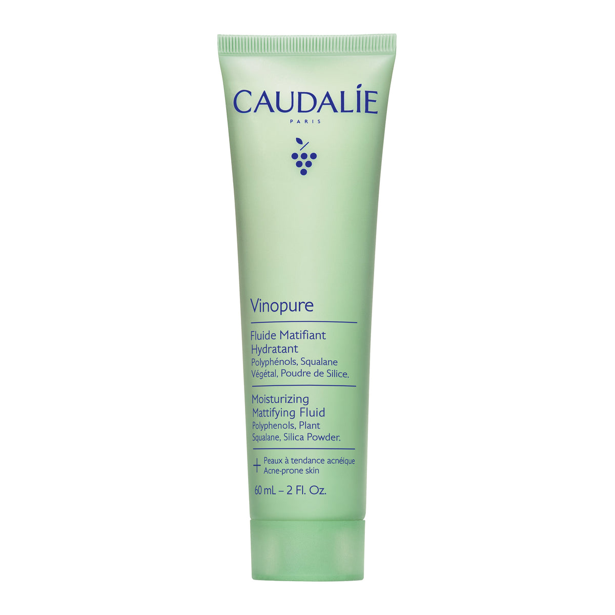 Caudalie VinoPure moisturizing face fluid tube on a white background