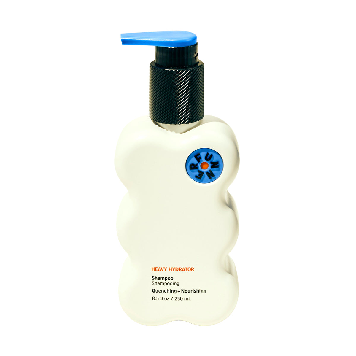 Shampoo bottle with a blue cap on a white background