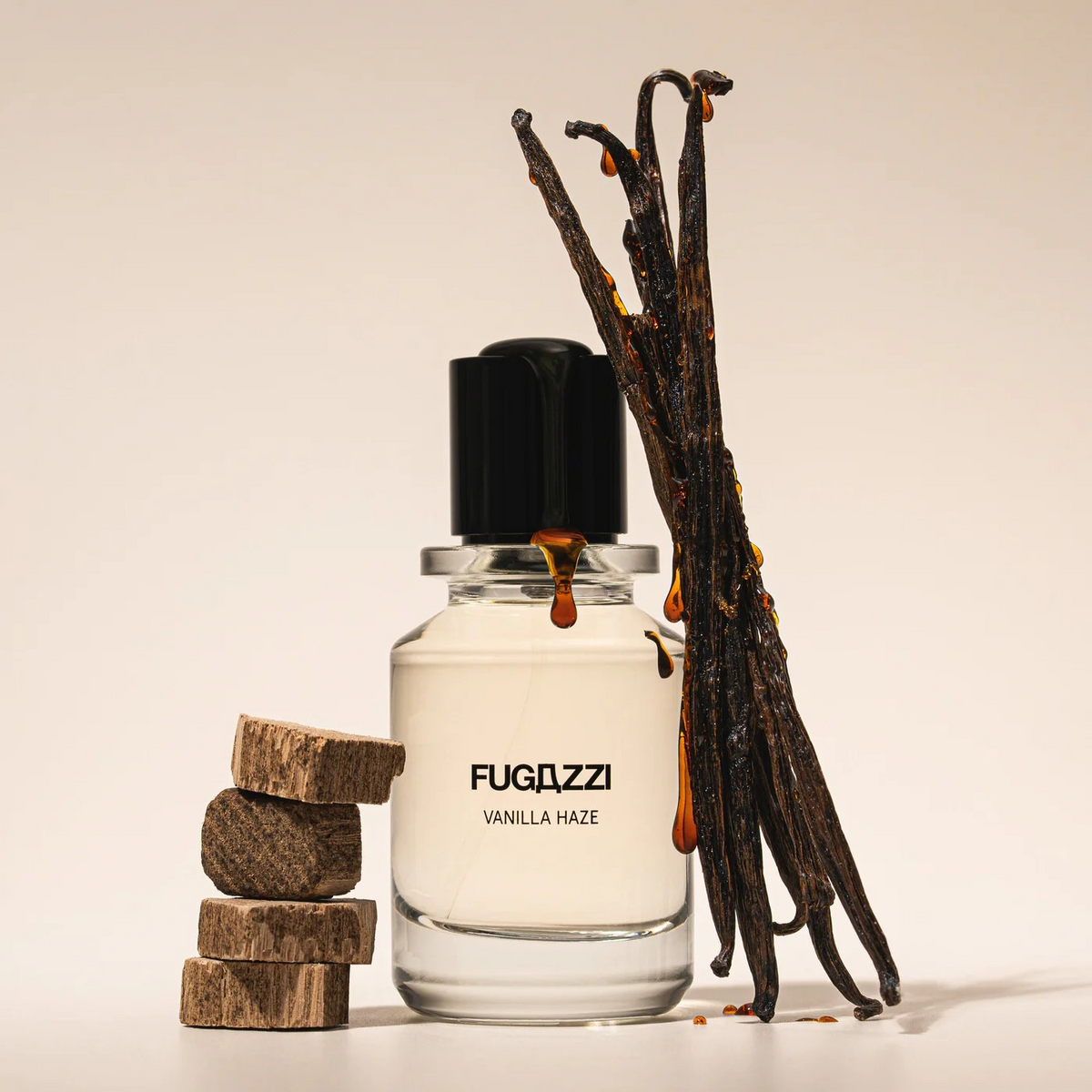 Fugazzi bottle with vanilla beans and wood chips