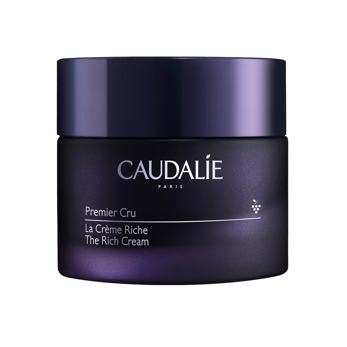 Caudalie the rich cream skincare jar on a white background