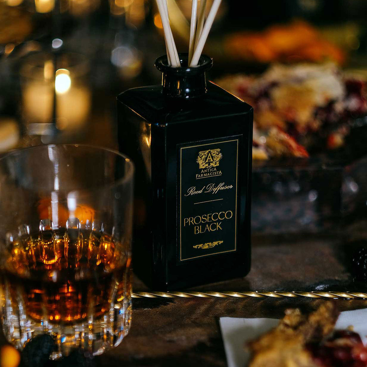 Diffuser surrounded by food and drinks