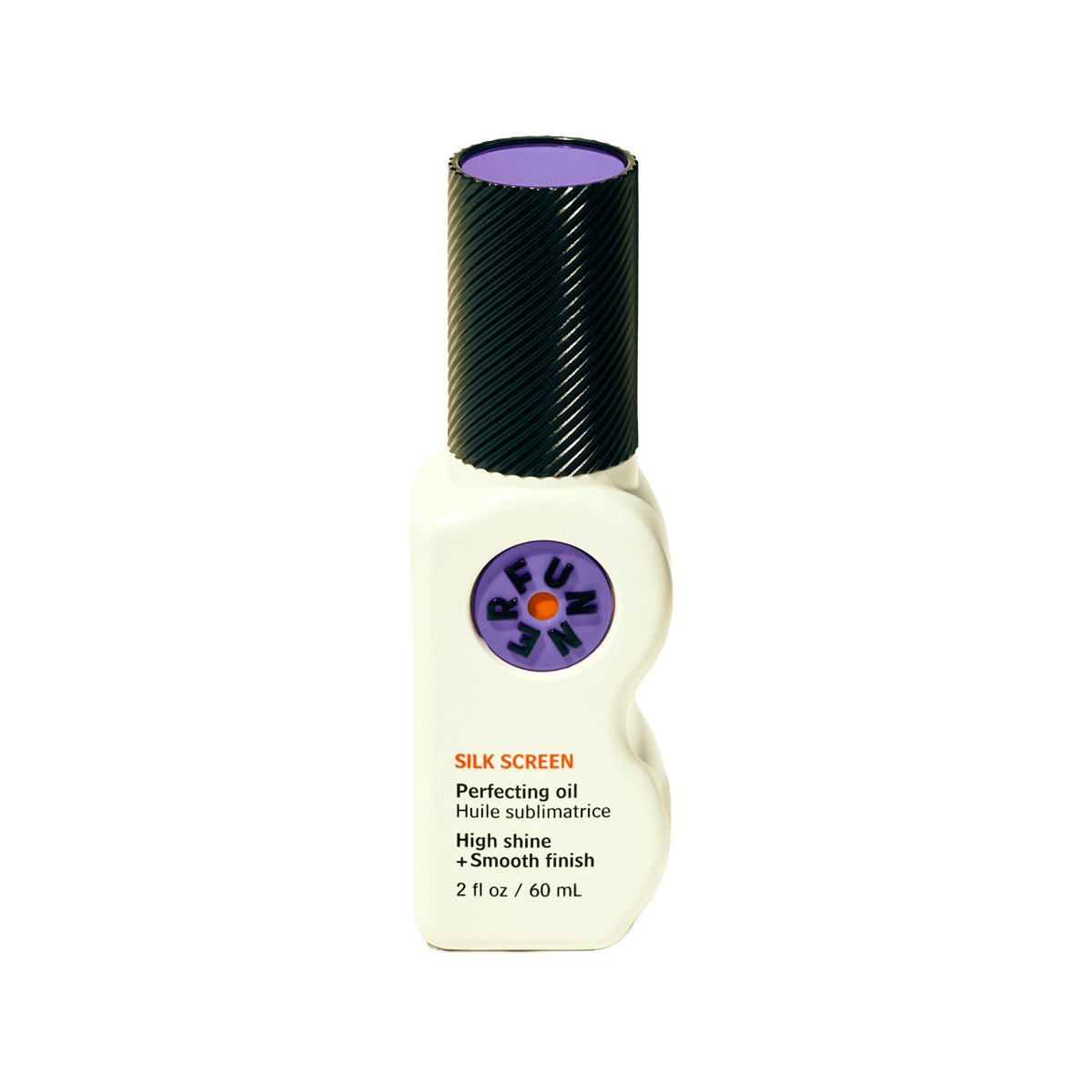 White bottle with black cap labeled 'Silk Screen' on a white background