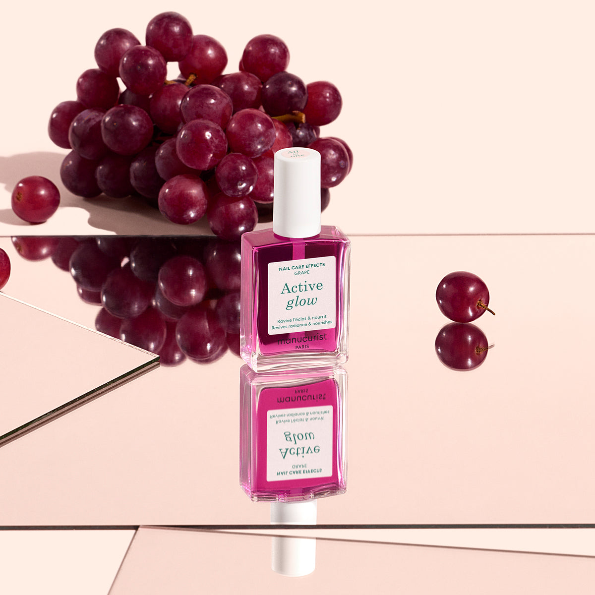 Active Glow Manucurist Active Glow Grape on mirror with grapes 
