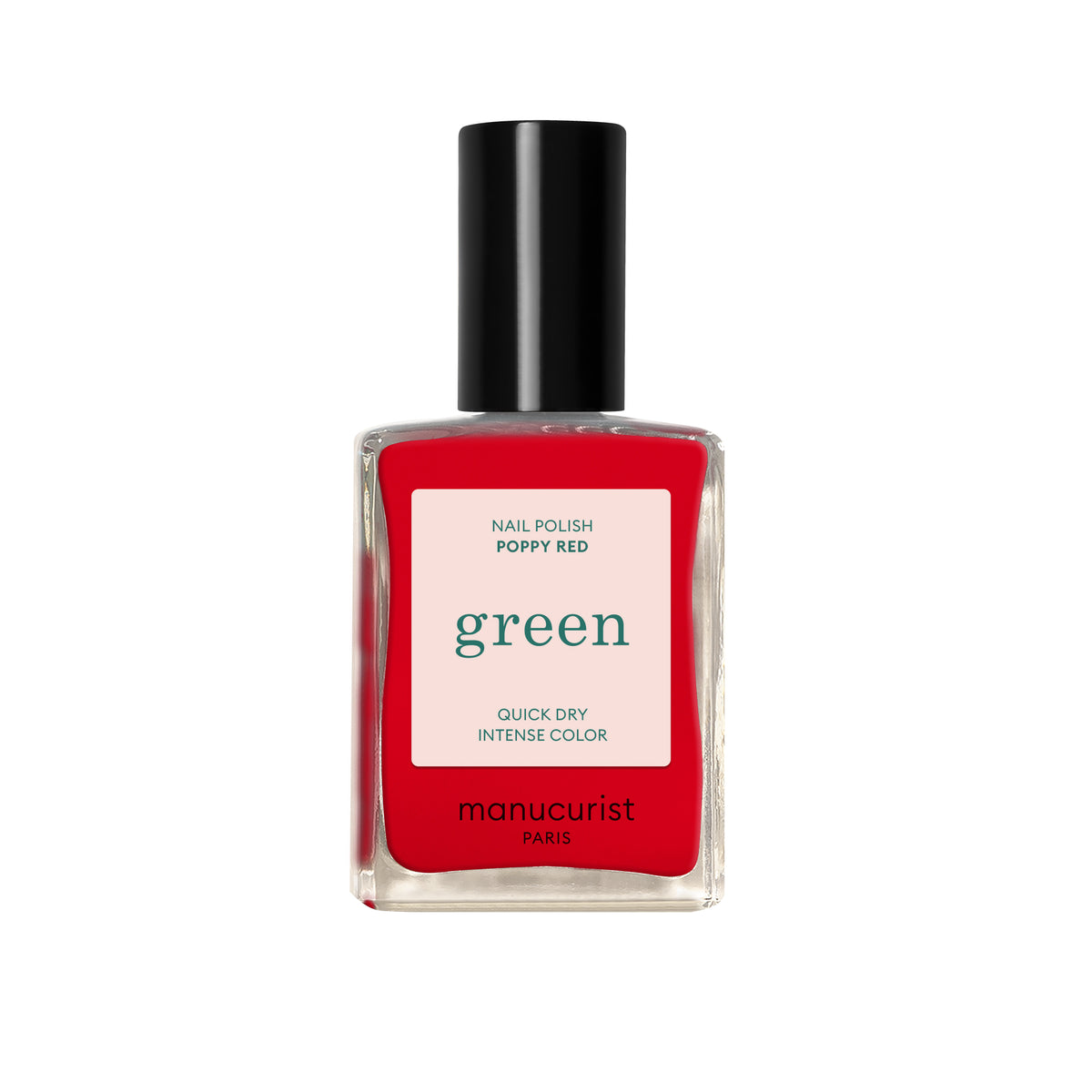 Bottle of The Manucurist Nail Polish in shade Poppy Red.
