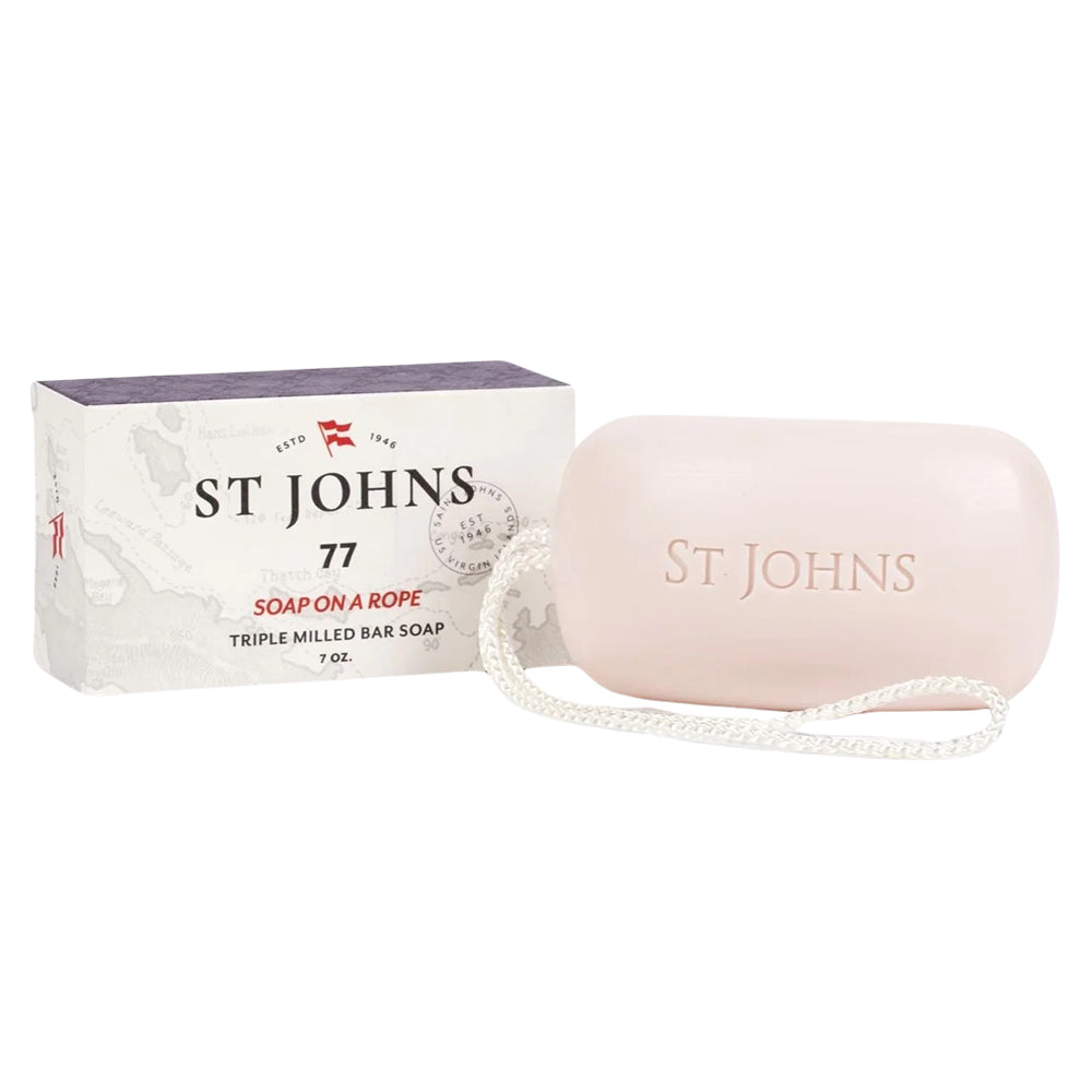 St Johns 77 Soap on a rope with box.