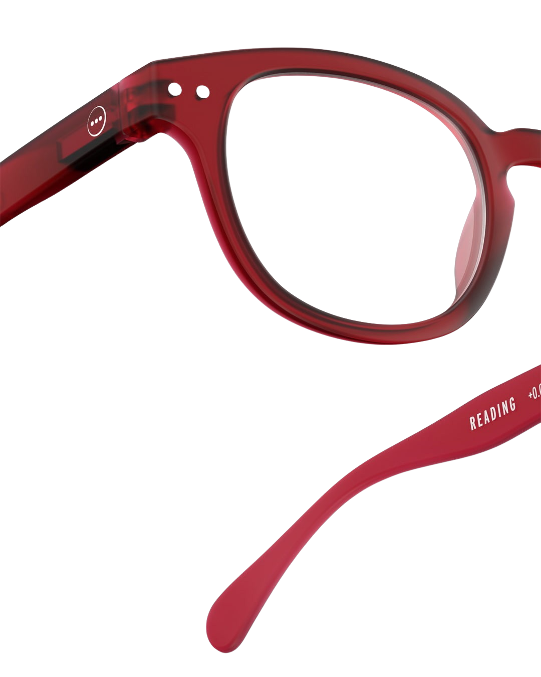 Red eyeglasses on a white background