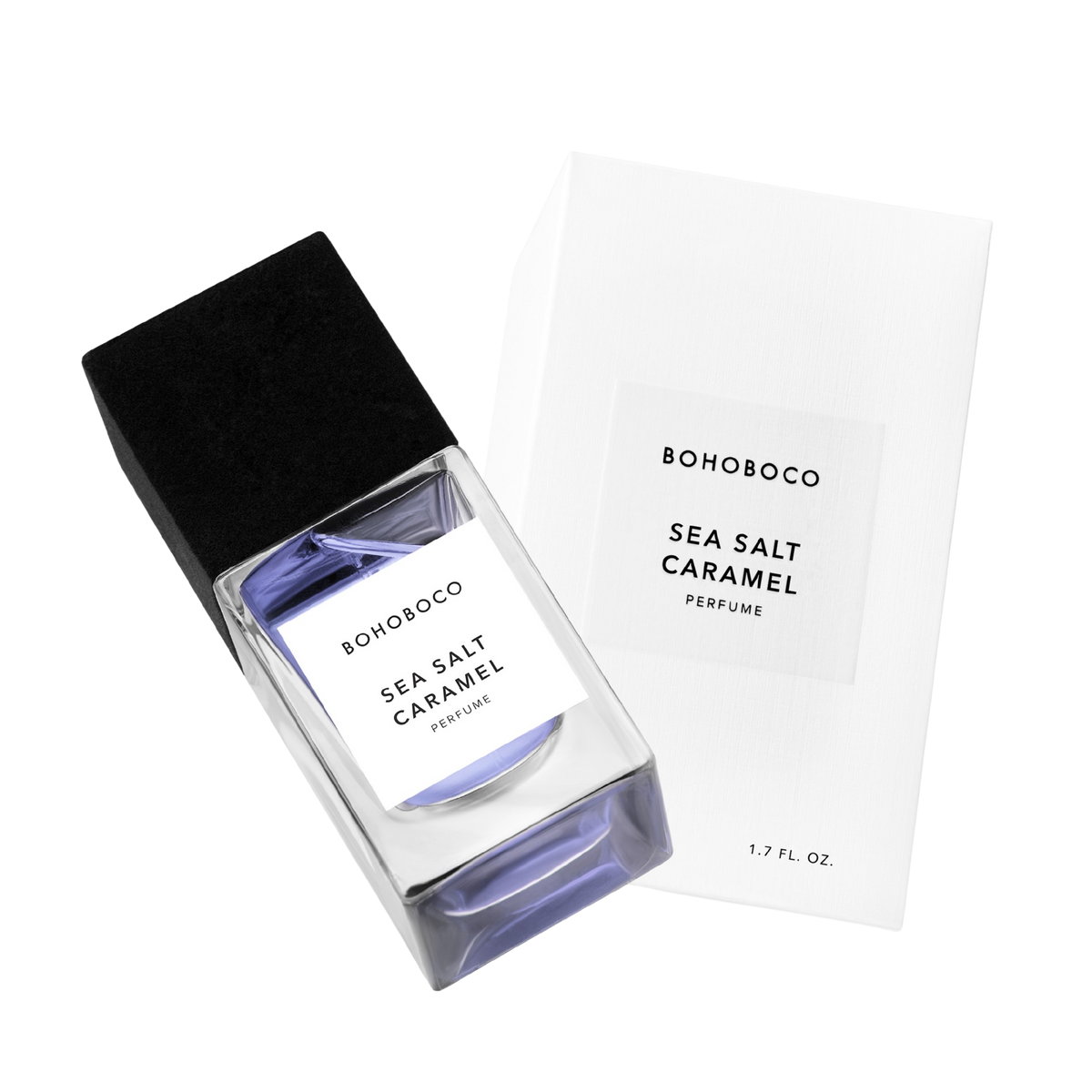 Bohoboco Sea salt Caramel bottle with box on white background