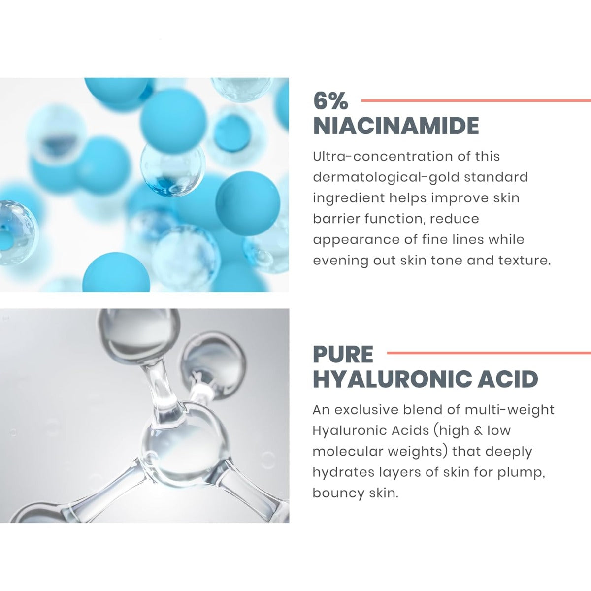 Information about niacinamide and hyaluronic Acid