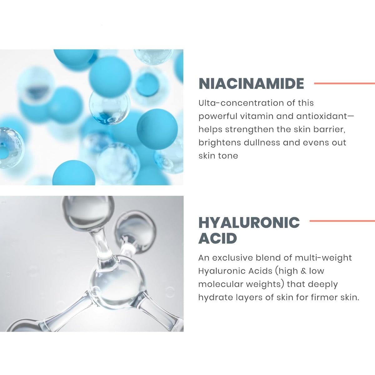 Information about niacin amide and Hyaluronic Acid