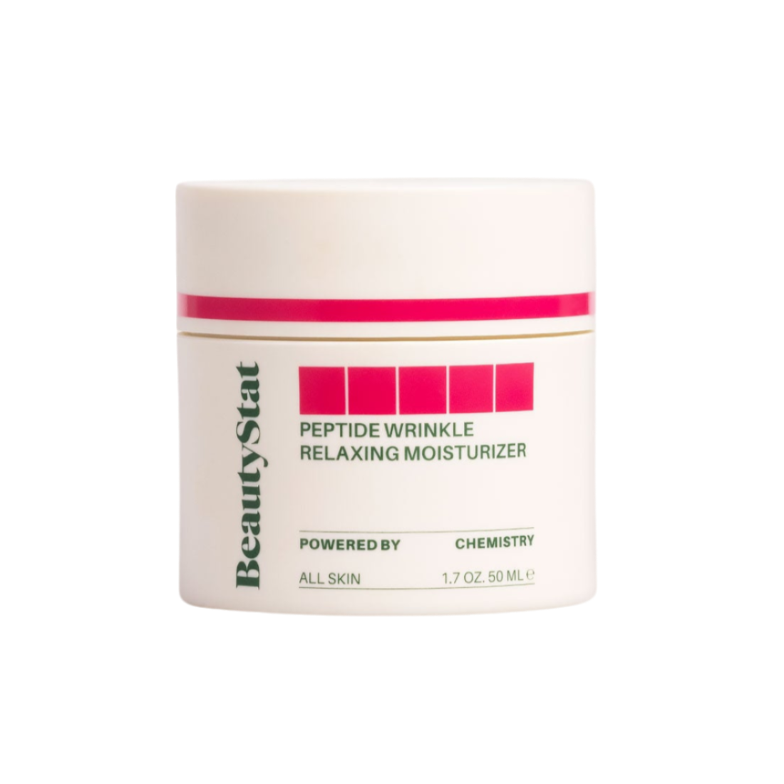 Tub of Peptide Wrinkle Relaxing Moisturizer by BeautyStat on a white background