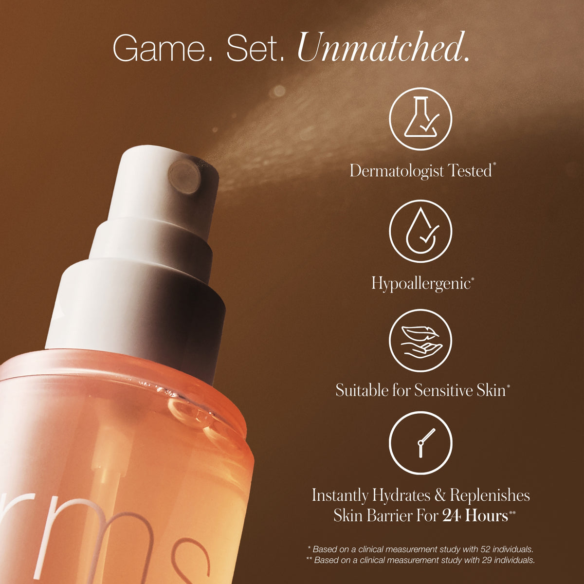 Spray bottle with product details on a brown background