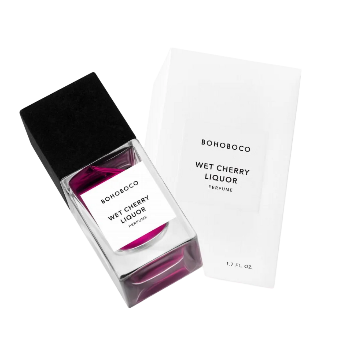 Bohoboco Wet Cherry Liquor Perfume bottle with white box.