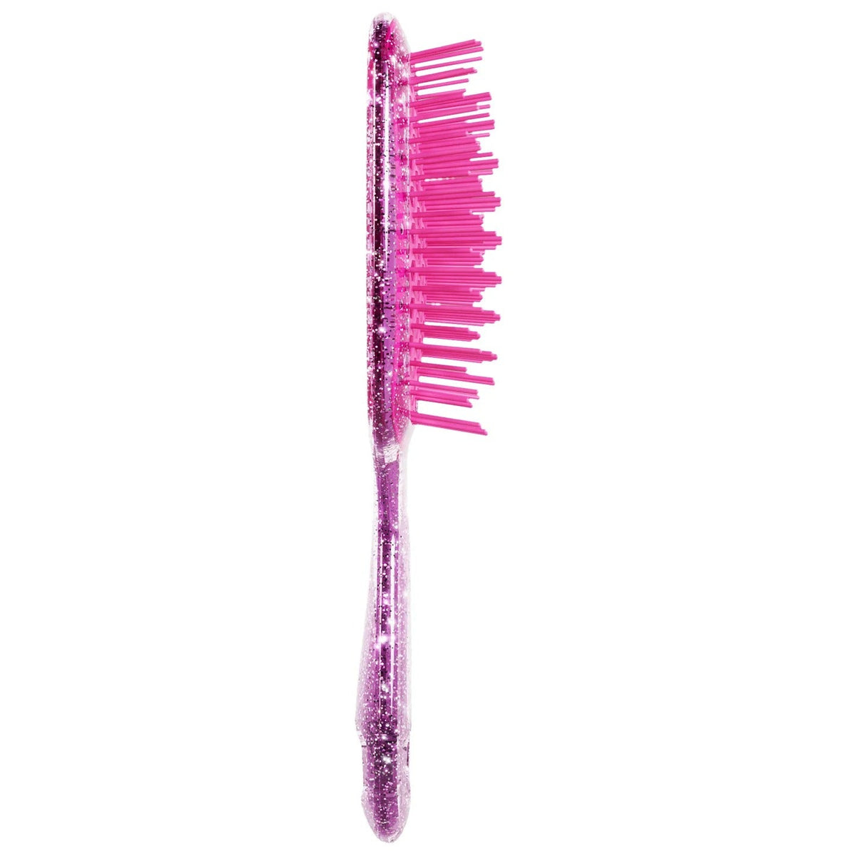 Pink hairbrush on a white background