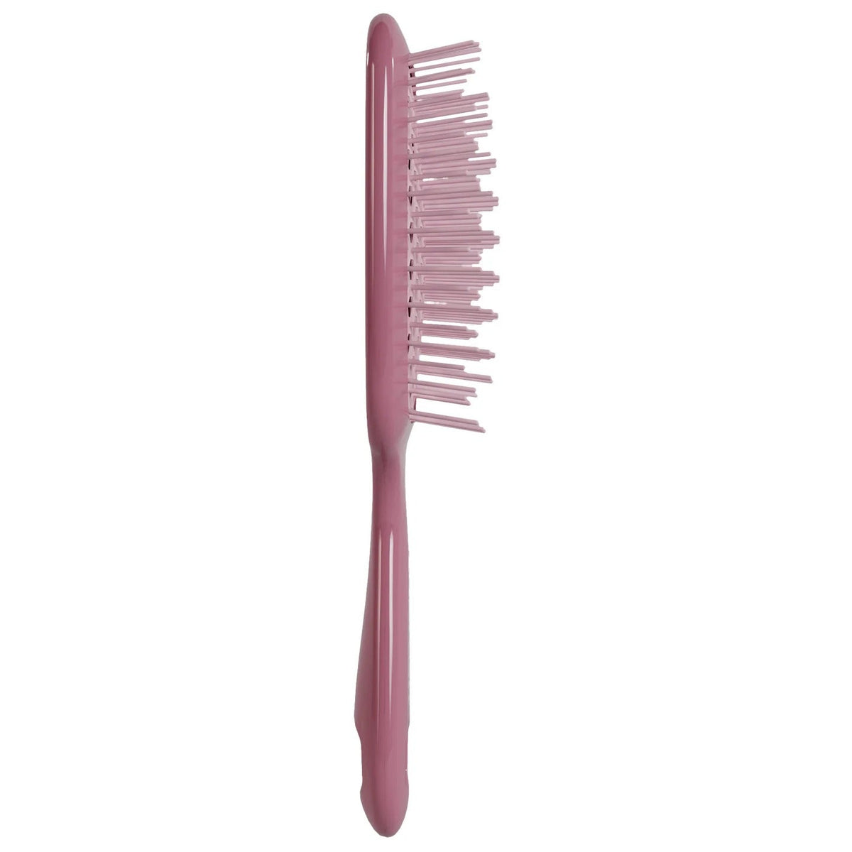 Pink hairbrush on a white background