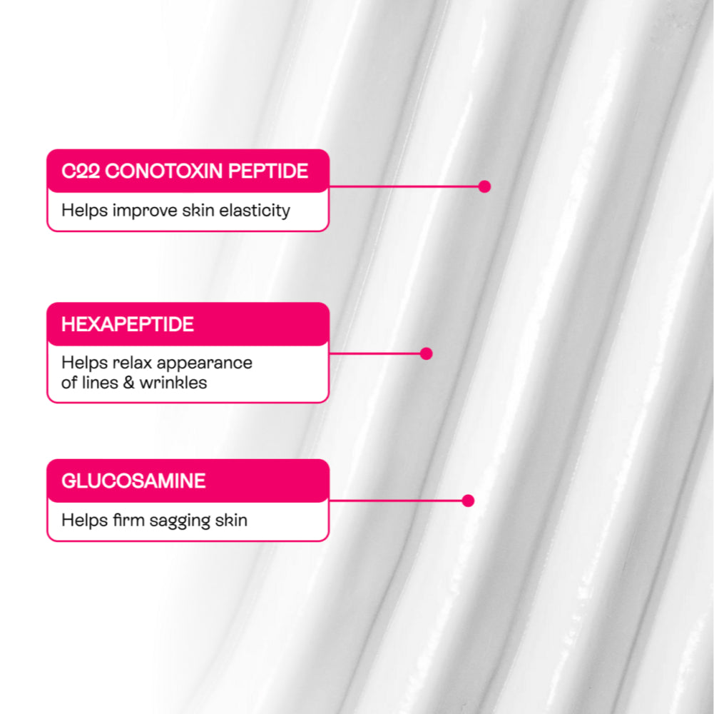 Closeup of Peptide Wrinkle Relaxing Moisturizer by BeautyStat with information about ingredients 