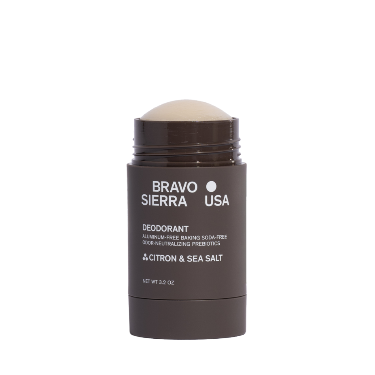 Bravo Sierra Citron & Sea Salt Deodorant with no cap.