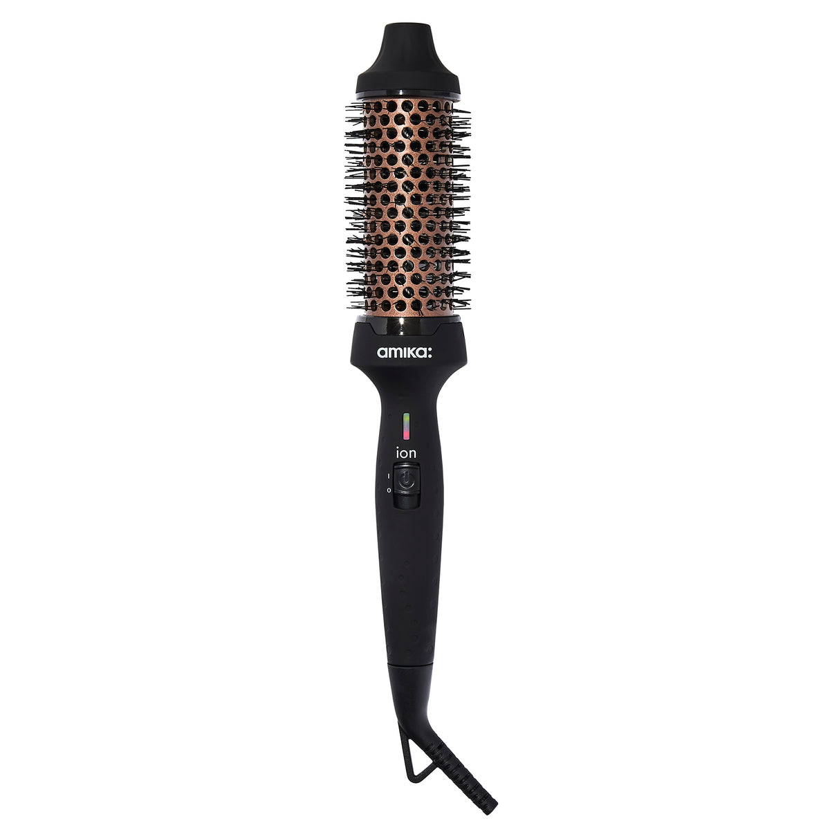Amika Blowout Babe  hair styling tool with bristle brush head on a white background