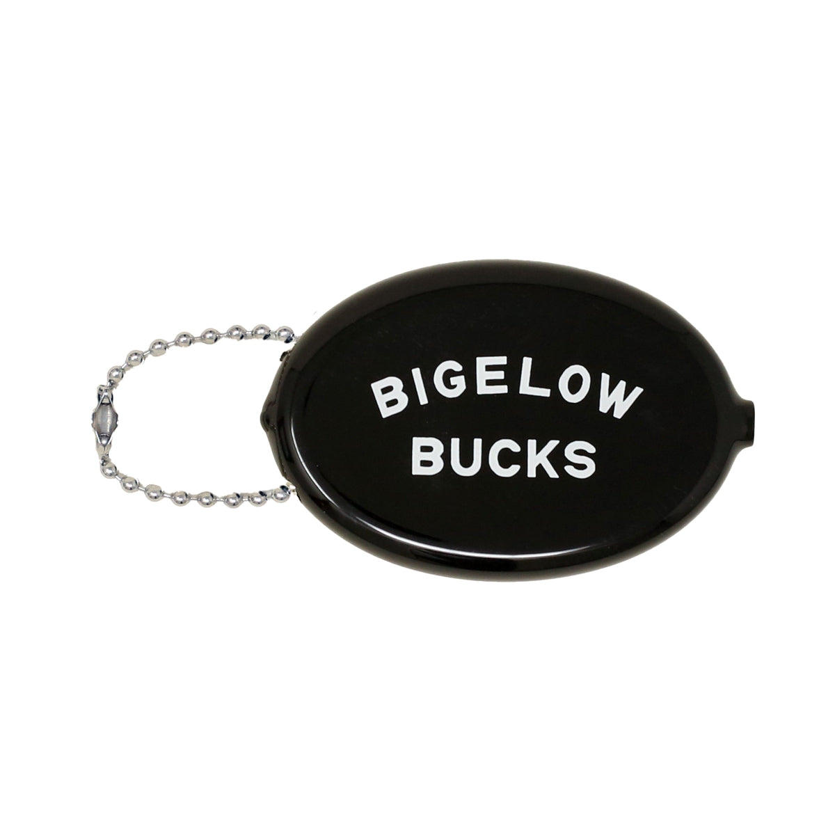 Black coin pouch with 'Bigelow Bucks' text on a white background