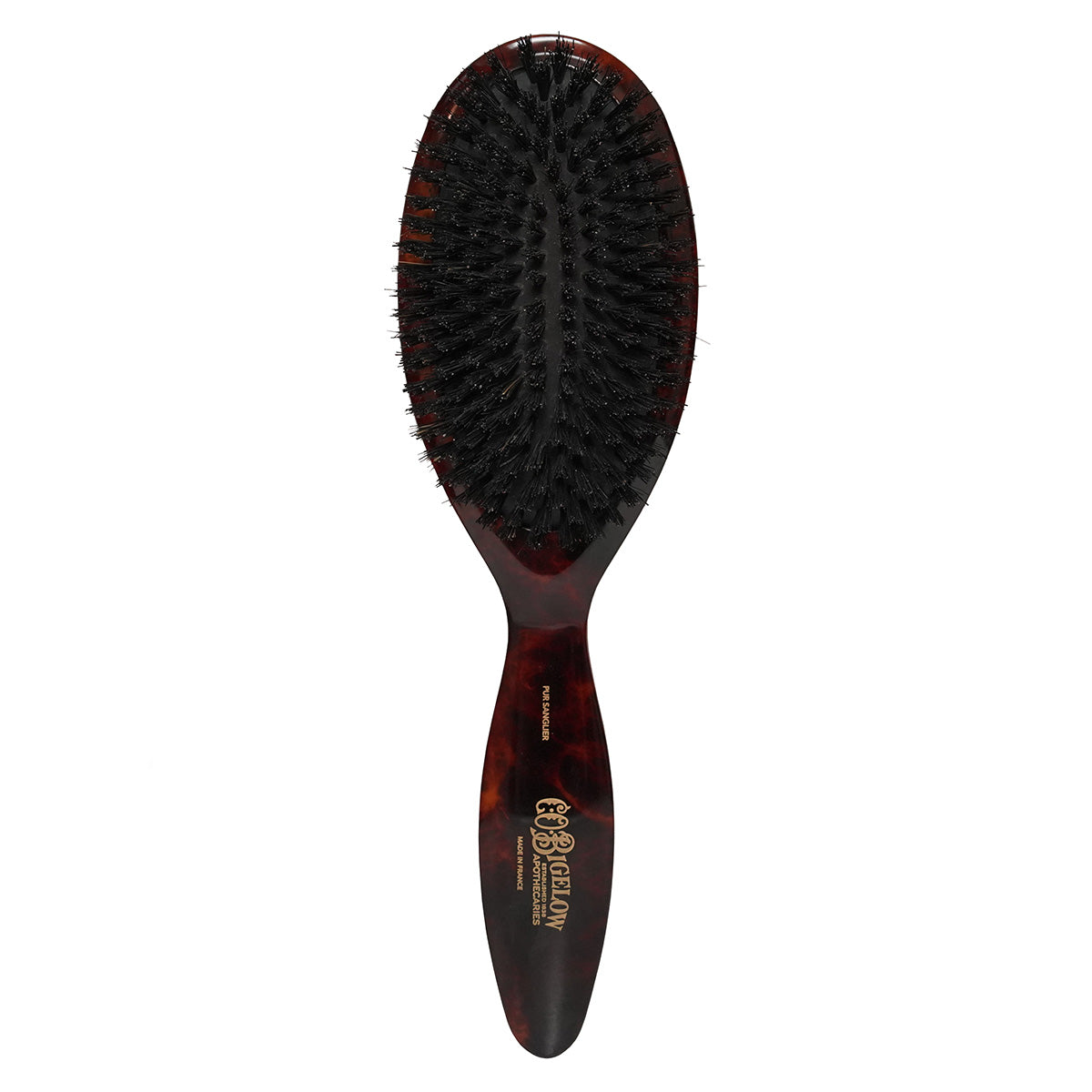 C.O. Bigelow hairbrush with tortoiseshell handle on a white background