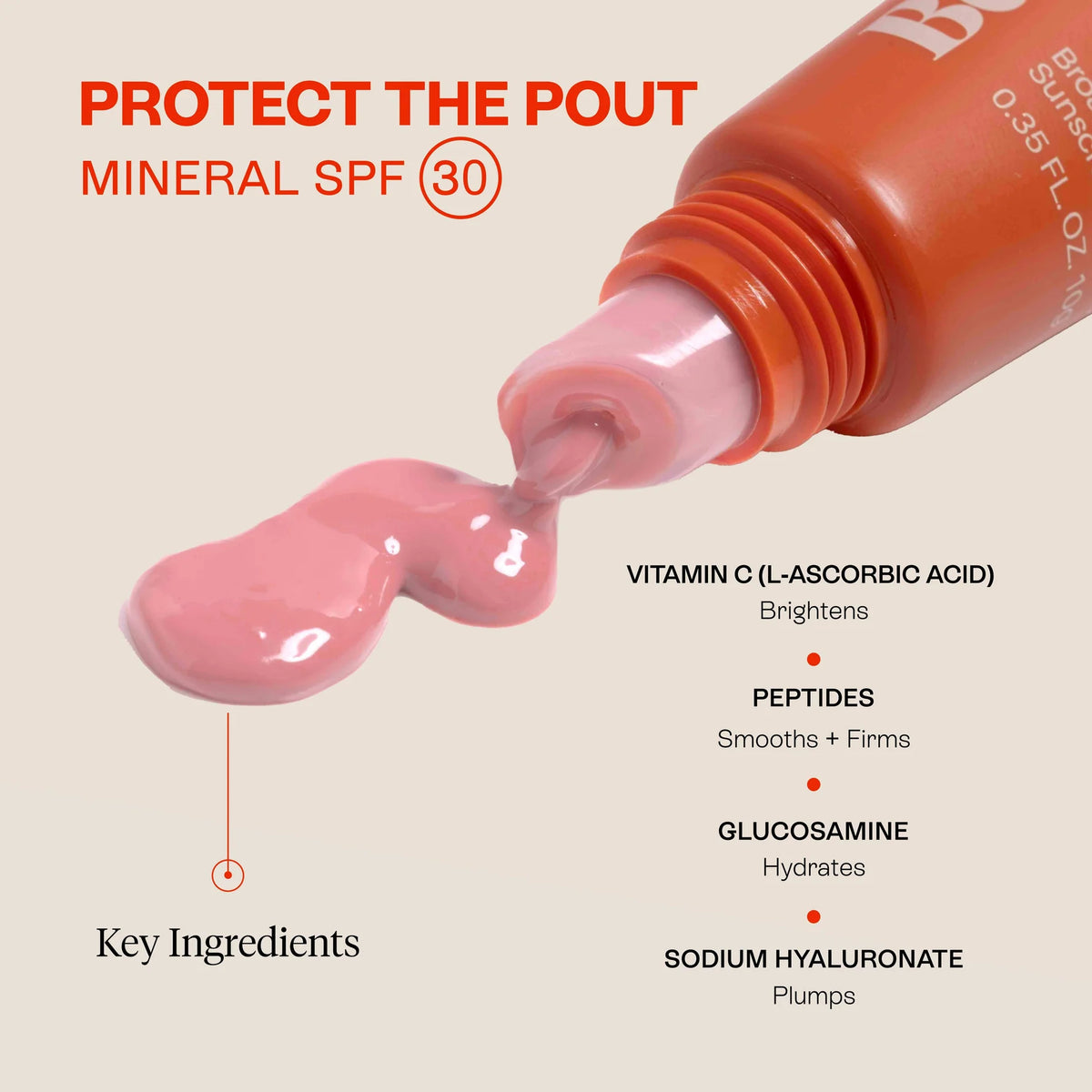 BeautyStat C Lip Serum contents squeezed out next to product details and ingredients