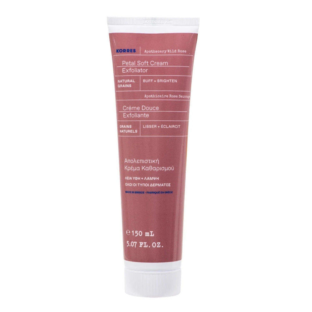 Tube of Korres Petal Soft Cream on a white background.