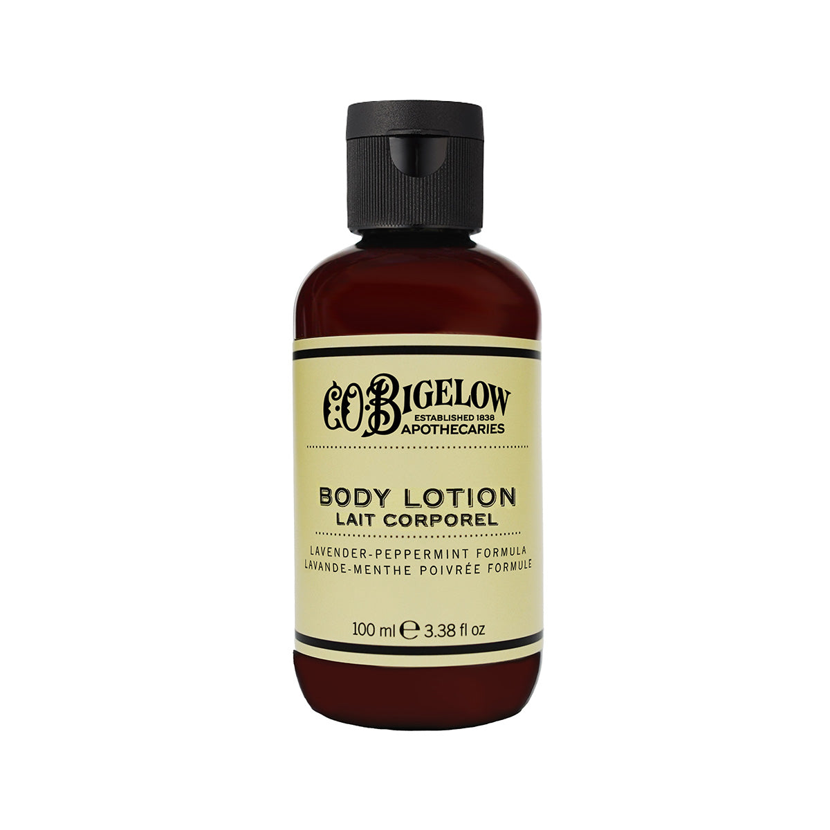 C.O. Bigelow Lavender Peppermint Body Lotion bottle on a white background