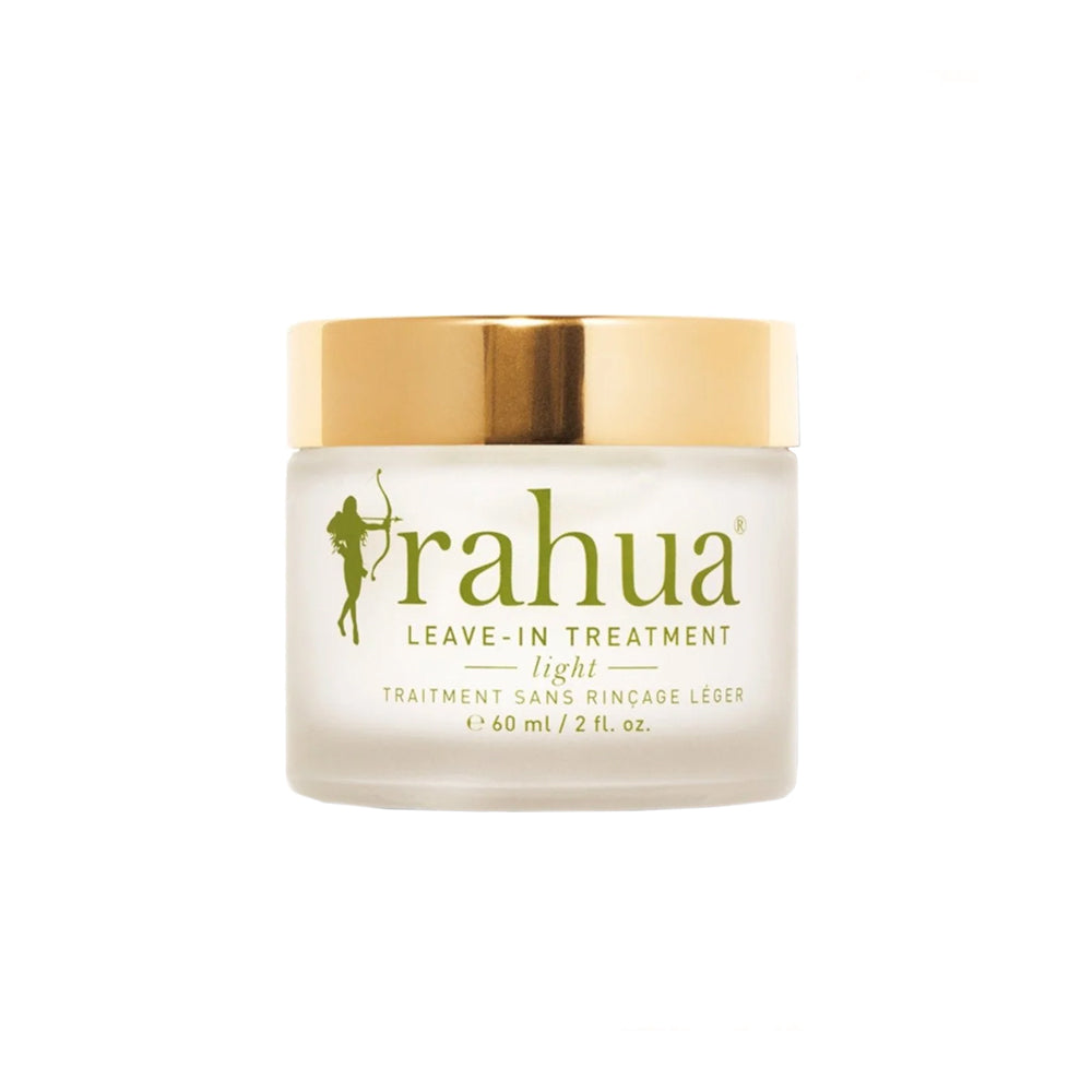 Rahua leave-in treatment jar with gold lid on a white background