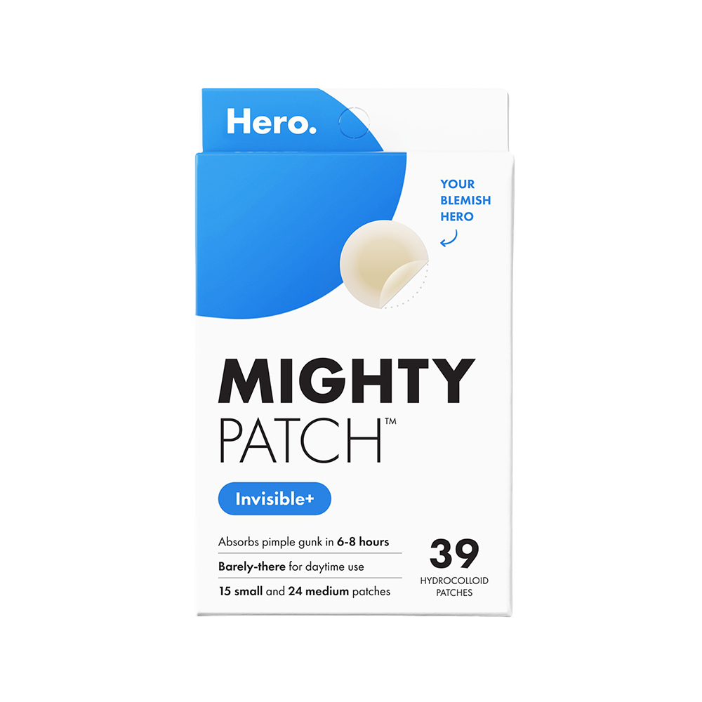 Box of Hero Mighty Patch Invisible blemish patches on a white background