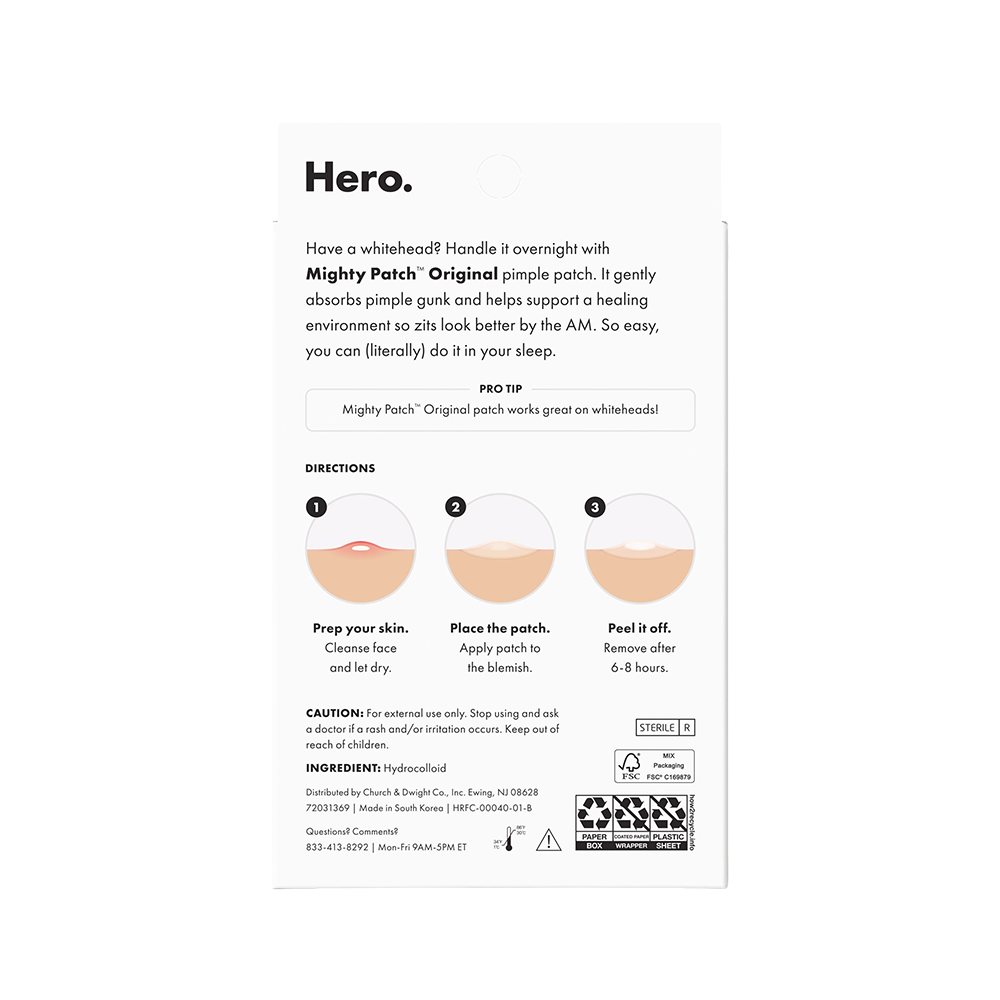 Mighty Patch skincare patch instructions on a white background