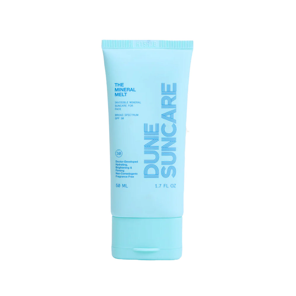 Dune Mineral Melt sunscreen tube on a white background