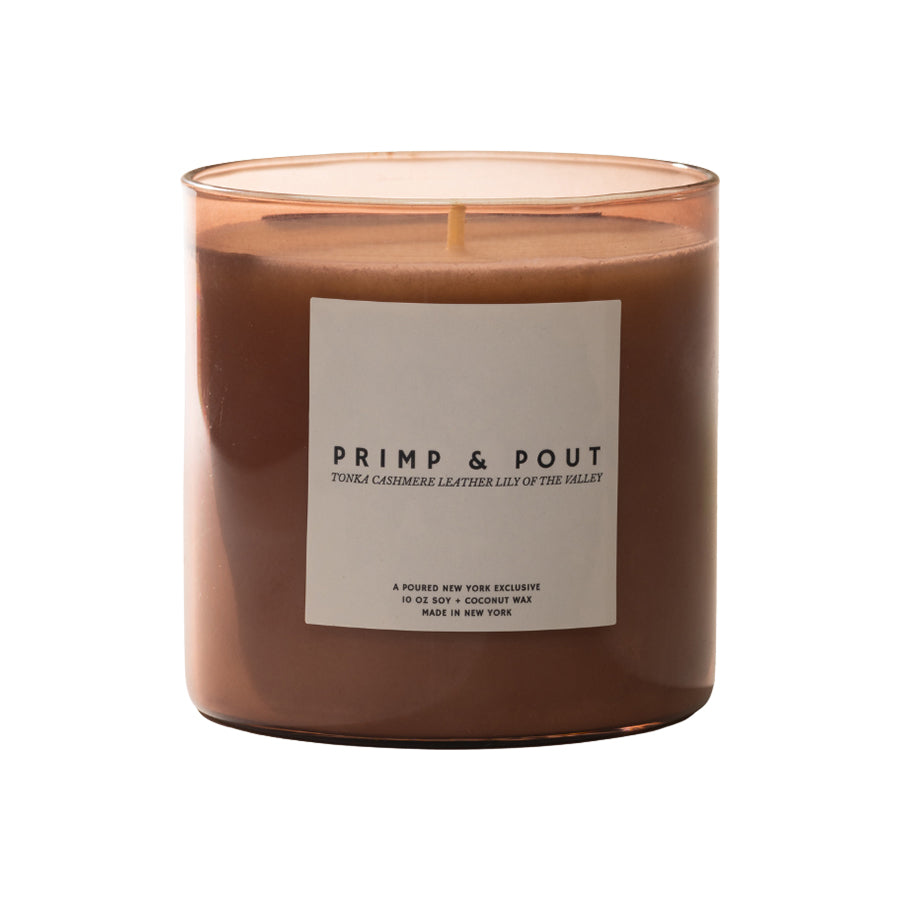 Candle with a label on a white background