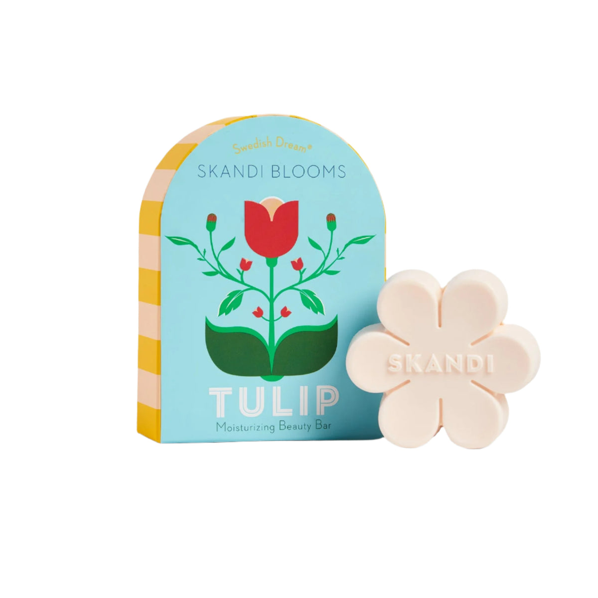 Kala Style Skandi Blooms Tulip Moisturizing Beauty Bar in front of outer box packaging.