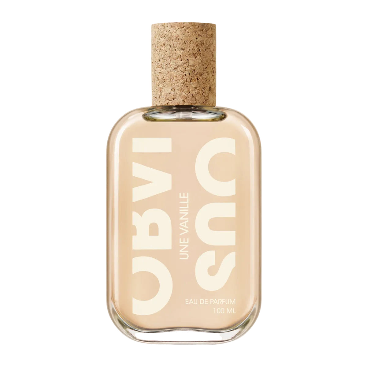 Perfume bottle with cork cap on a white background