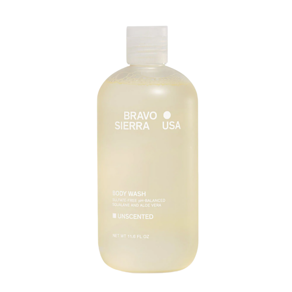 Bravo Sierra Unscented Body Wash in front of a white background.