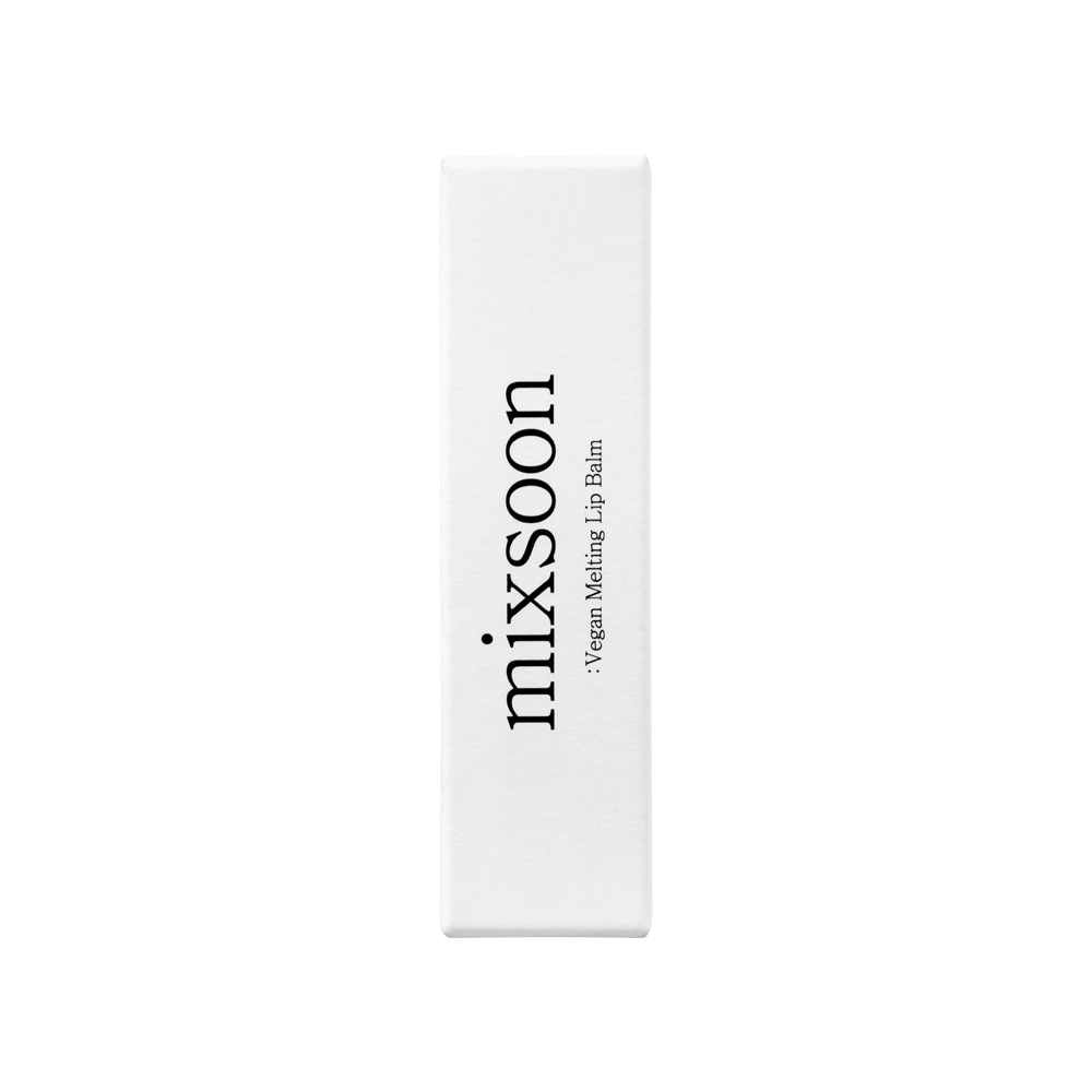 mixsoon Vegan Melting Lip Balm, featuring black text on a clean white background.