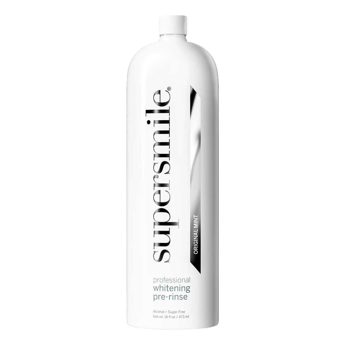Supersmile professional whitening pre-rinse bottle on a white background