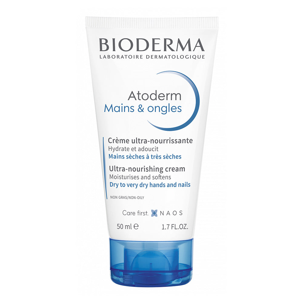 A tube of Bioderma Atoderm Mains & Ongles hand and nail cream.