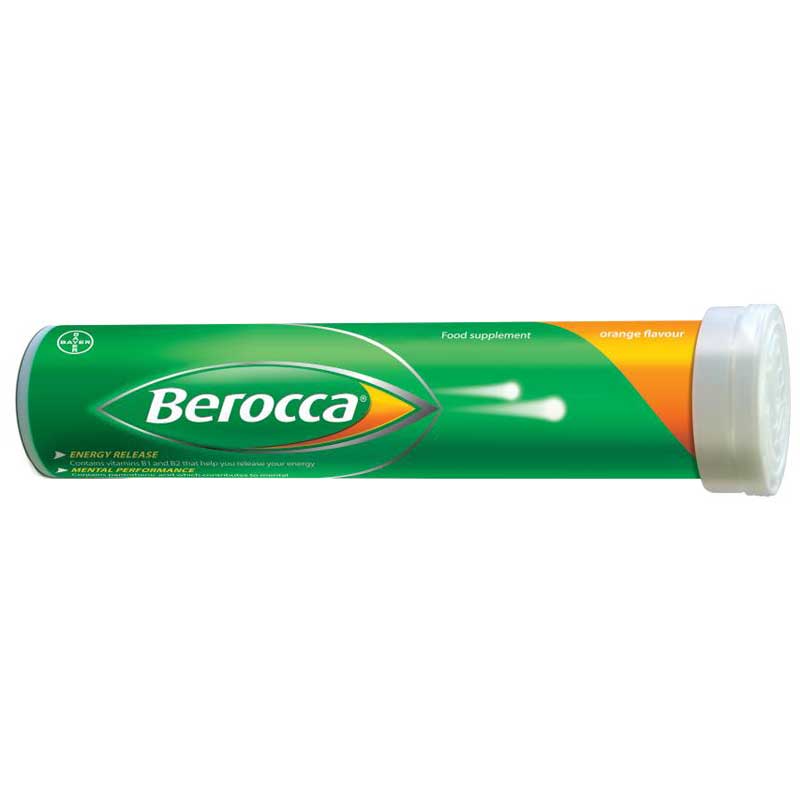 A green tube of 'Stay Sharp' Effervescent Multivitamin on a white background