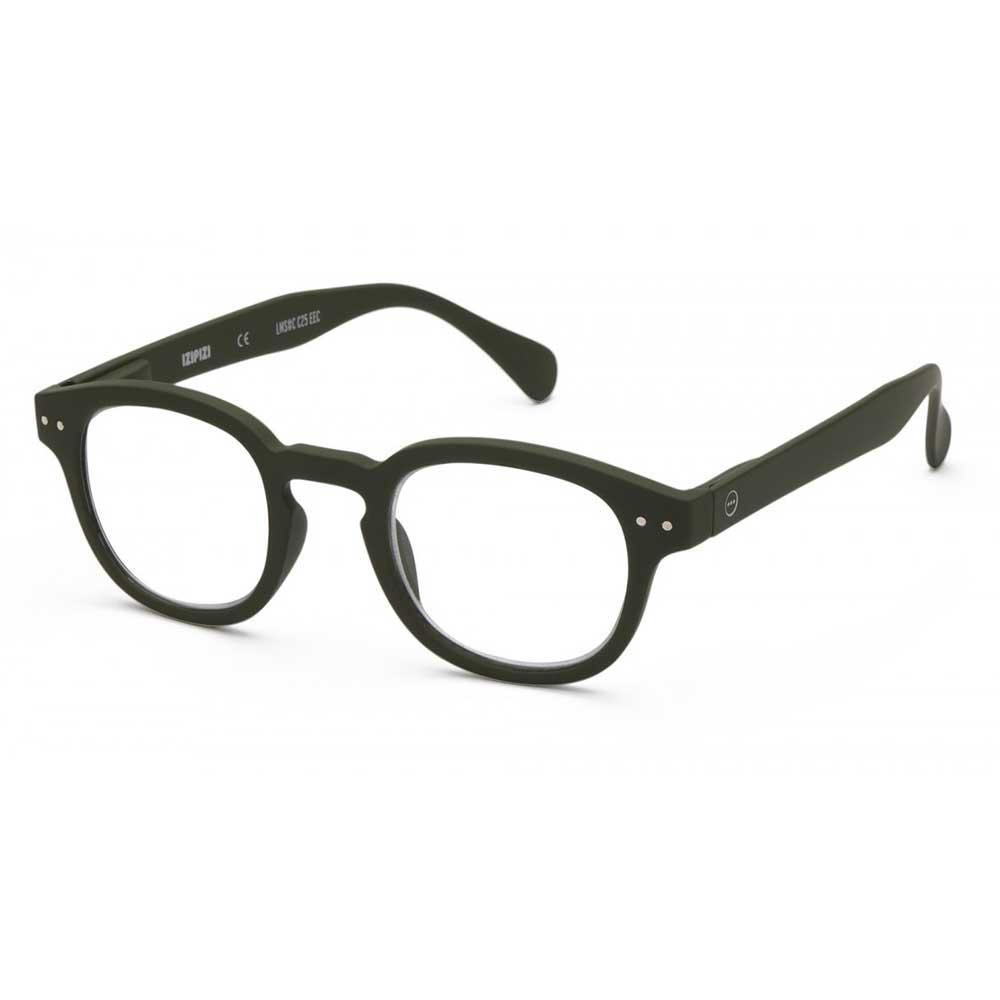 Izipizi Paris Reading Glasses # C - The Retro - Khaki Green (open view)
