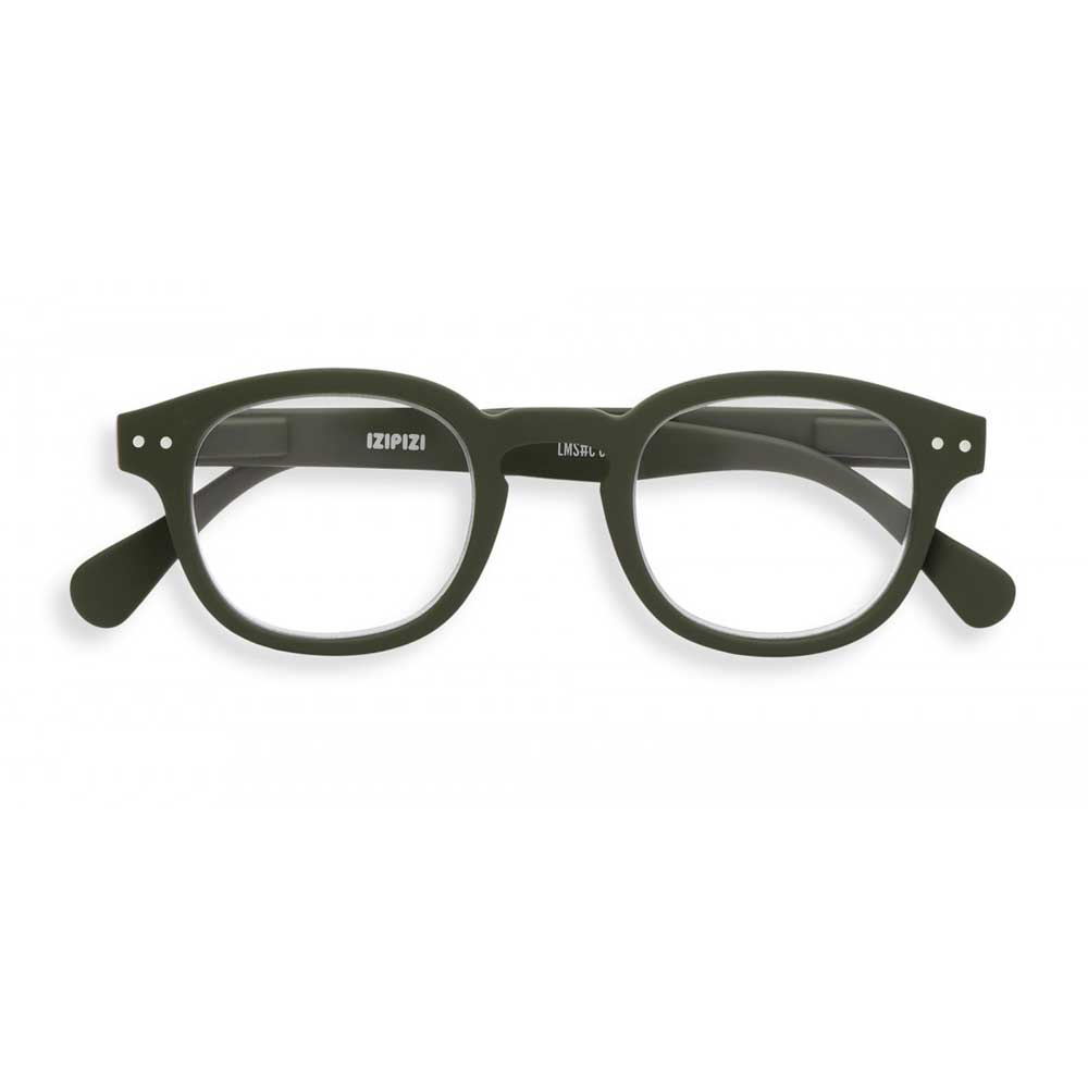 Izipizi Paris Reading Glasses # C - The Retro - Khaki Green (folded view)