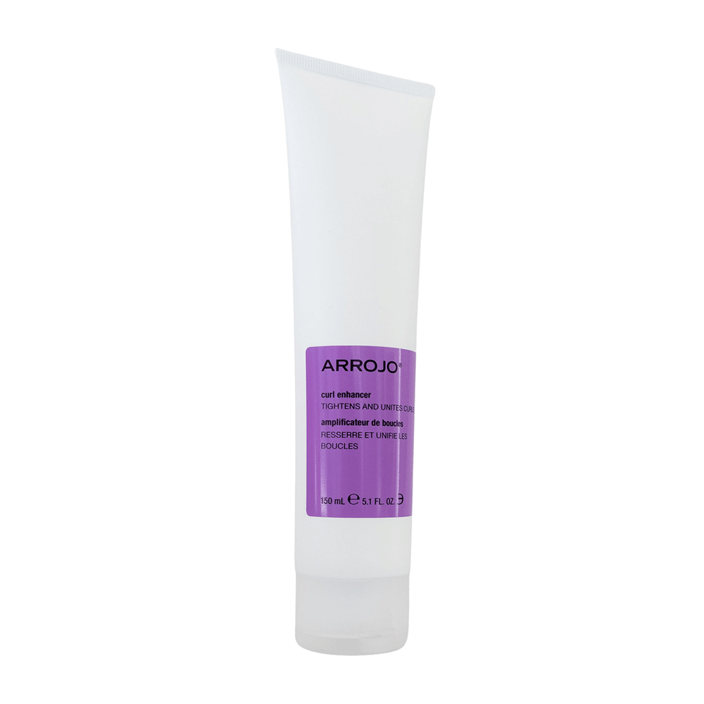 A white tube of Arrojo curl enhancer with a purple label.