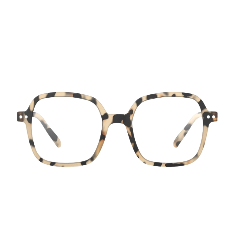Eyeglasses with a tortoiseshell frame on a white background
