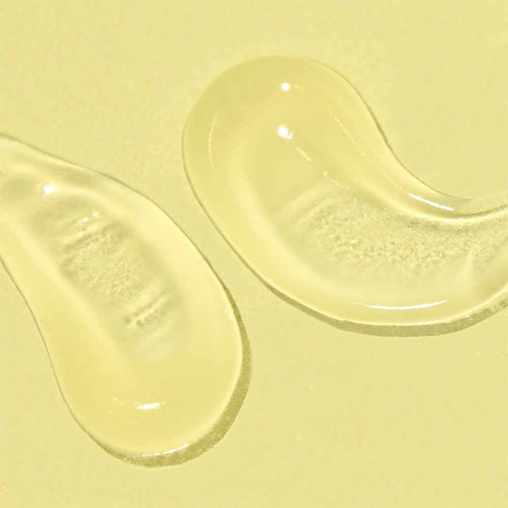 clear product swatches on a yellow background
