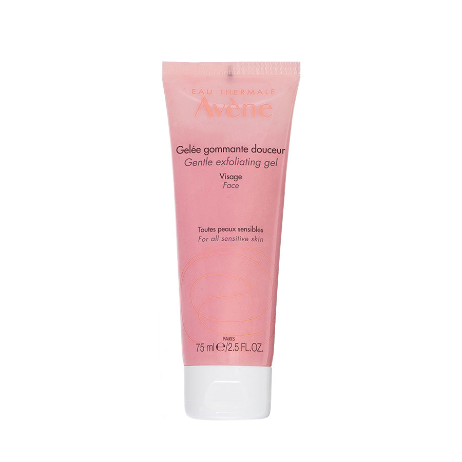 A tube of Avene gentle exfoliating gel for face.