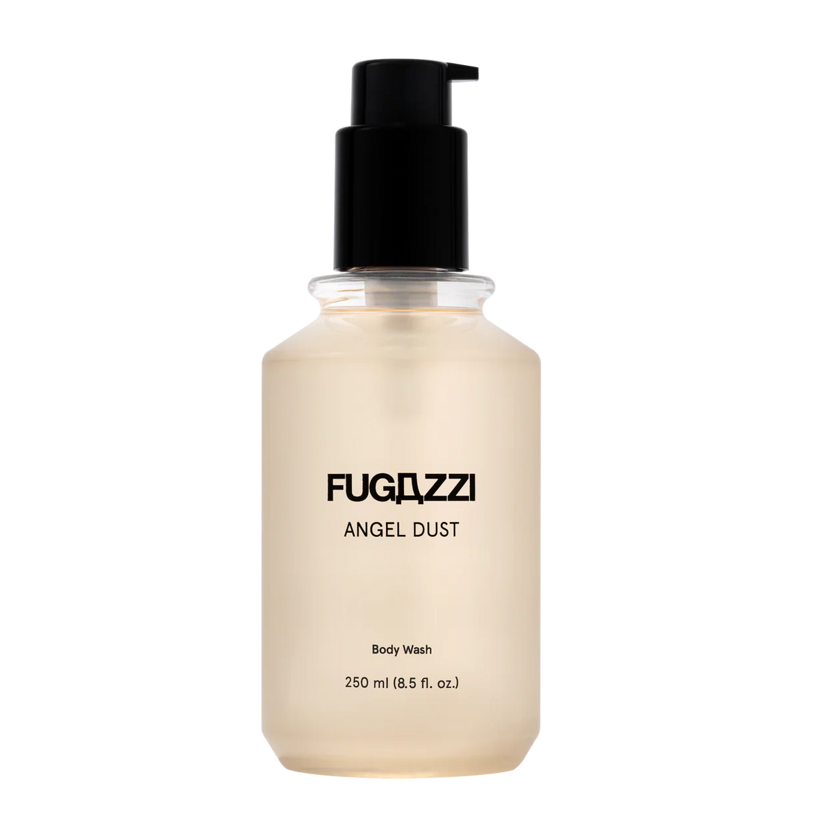 Fugazzi angel dust body wash on white background.
