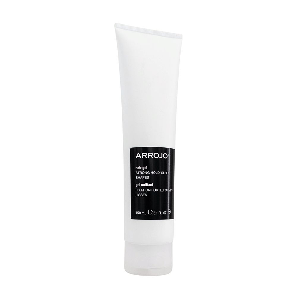 A tube of ARROJO hair gel against a white background.