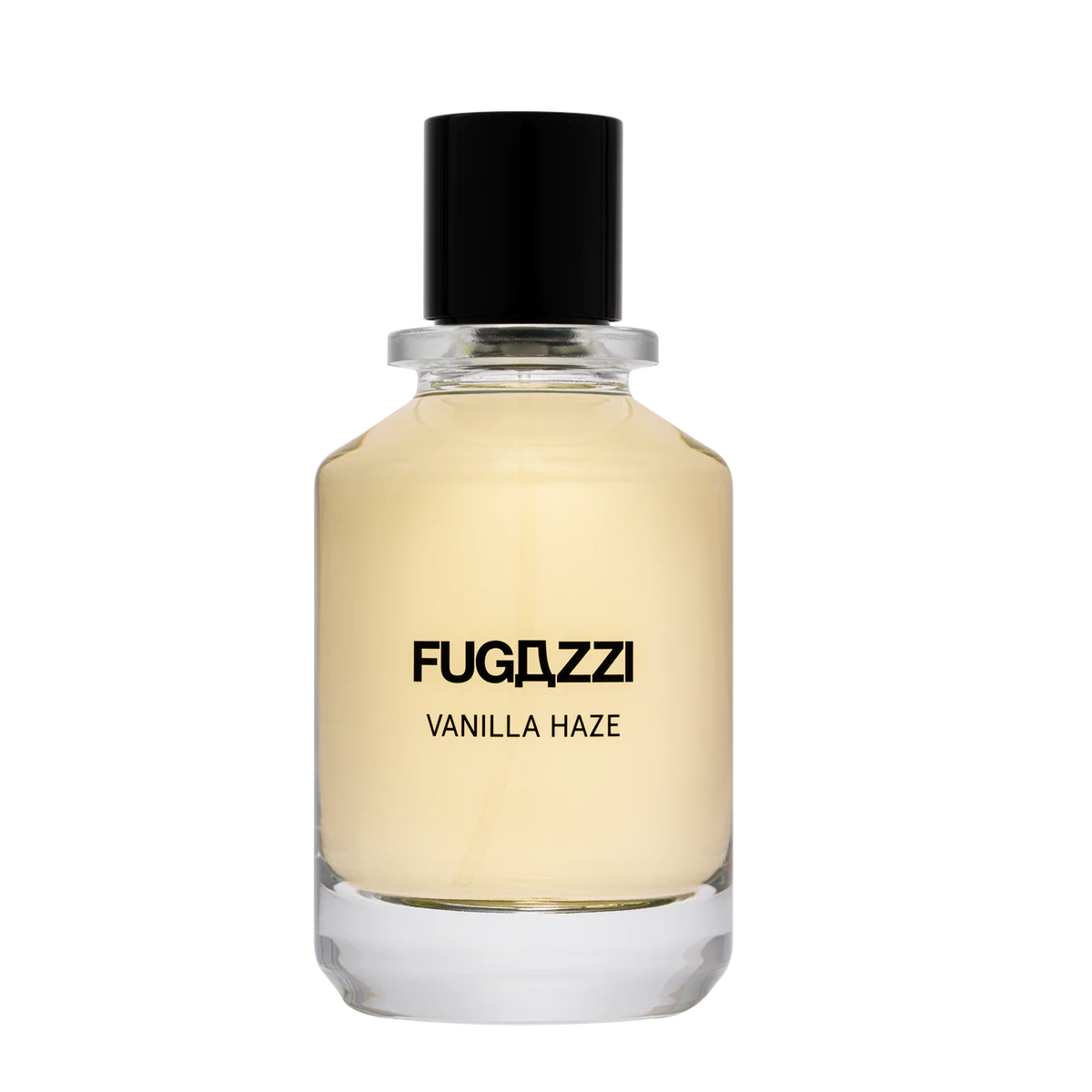 Fugazzi Vanilla Haze bottle on white background.